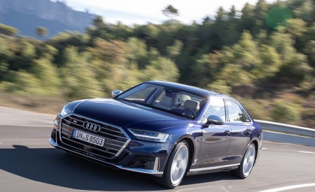 2020 Audi S8 (Color: Navarra Blue) Front Three-Quarter Wallpapers 450x275 (110)
