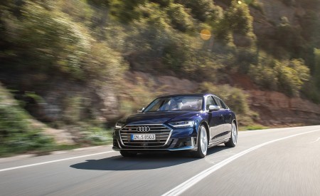 2020 Audi S8 (Color: Navarra Blue) Front Three-Quarter Wallpapers 450x275 (124)