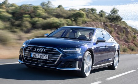 2020 Audi S8 (Color: Navarra Blue) Front Three-Quarter Wallpapers 450x275 (103)