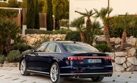 2020 Audi S8 (Color: Navarra Blue) Rear Three-Quarter Wallpapers 450x275 (142)