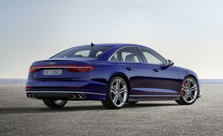 2020 Audi S8 (Color: Navarra Blue) Rear Three-Quarter Wallpapers 450x275 (151)
