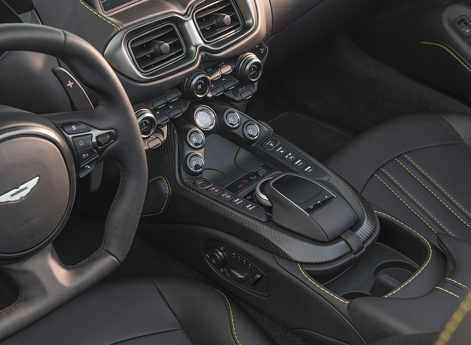 2021 Aston Martin Vantage Roadster (Color: Yellow Tang; US-Spec) Central Console Wallpapers #160 of 175