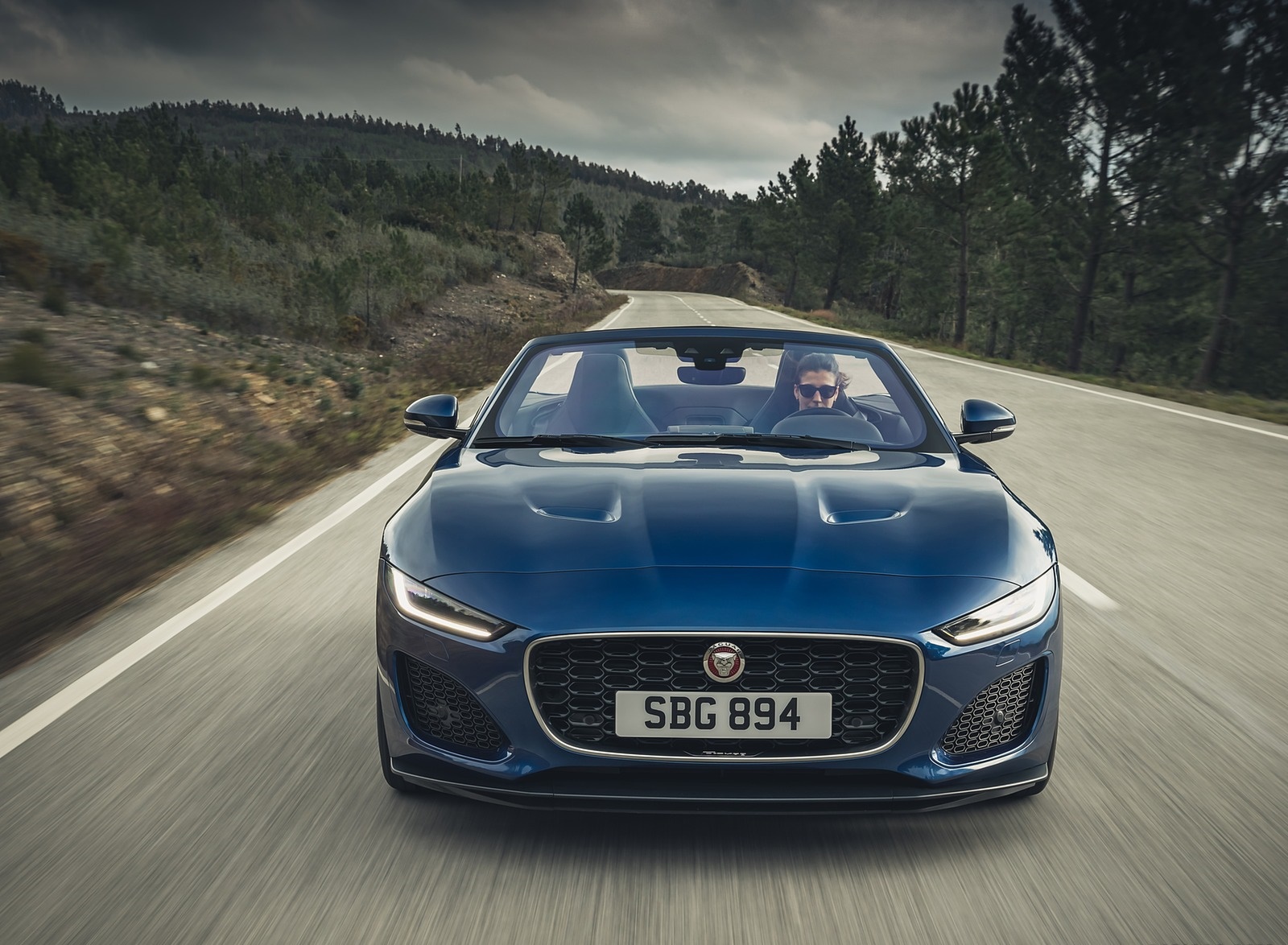 2021 Jaguar F-TYPE P300 Convertible RWD (Color: Bluefire) Front Wallpapers (7)