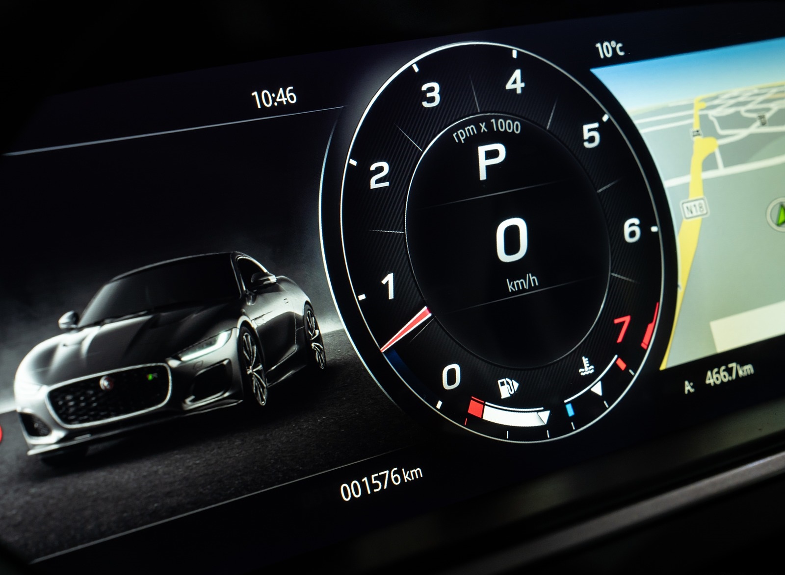 2021 Jaguar F-TYPE R-Dynamic P450 Convertible RWD (Color: Fuji White) Digital Instrument Cluster Wallpapers #29 of 30