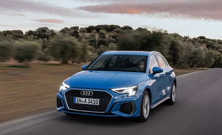 2021 Audi A3 Sportback (Color: Atoll Blue) Front Three-Quarter Wallpapers 450x275 (43)