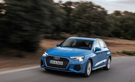 2021 Audi A3 Sportback (Color: Atoll Blue) Front Three-Quarter Wallpapers 450x275 (44)