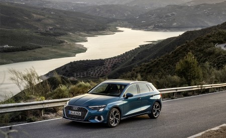2021 Audi A3 Sportback (Color: Turbo Blue) Front Three-Quarter Wallpapers 450x275 (25)