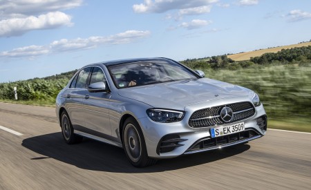 2021 Mercedes-Benz E 350 (Color: Hightech silver) Front Three-Quarter Wallpapers 450x275 (3)