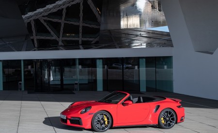 2021 Porsche 911 Turbo S Cabrio (Color: Guards Red) Front Three-Quarter Wallpapers 450x275 (33)