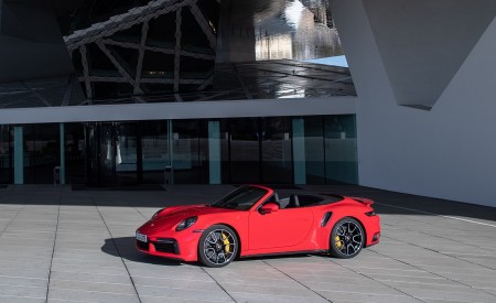 2021 Porsche 911 Turbo S Cabrio (Color: Guards Red) Front Three-Quarter Wallpapers 450x275 (34)