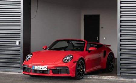 2021 Porsche 911 Turbo S Cabrio (Color: Guards Red) Front Three-Quarter Wallpapers 450x275 (39)
