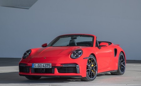 2021 Porsche 911 Turbo S Cabrio (Color: Guards Red) Front Three-Quarter Wallpapers 450x275 (37)