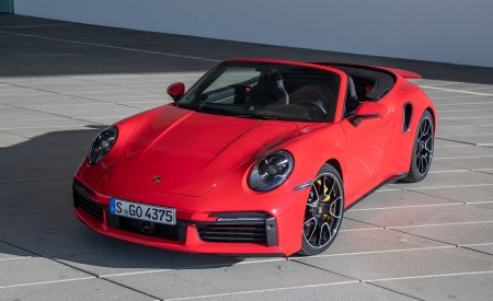 2021 Porsche 911 Turbo S Cabrio (Color: Guards Red) Front Three-Quarter Wallpapers 450x275 (38)