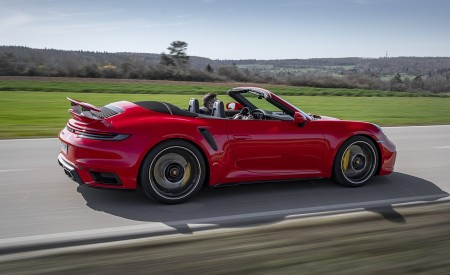 2021 Porsche 911 Turbo S Cabrio (Color: Guards Red) Rear Three-Quarter Wallpapers 450x275 (15)