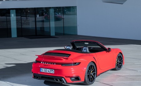 2021 Porsche 911 Turbo S Cabrio (Color: Guards Red) Rear Three-Quarter Wallpapers 450x275 (42)