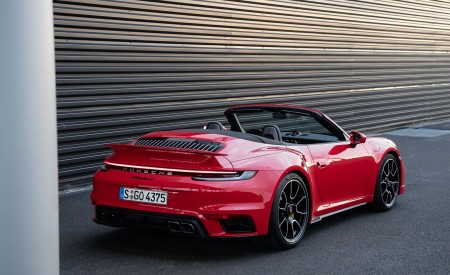 2021 Porsche 911 Turbo S Cabrio (Color: Guards Red) Rear Three-Quarter Wallpapers 450x275 (46)