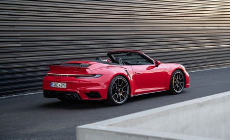 2021 Porsche 911 Turbo S Cabrio (Color: Guards Red) Rear Three-Quarter Wallpapers 450x275 (43)