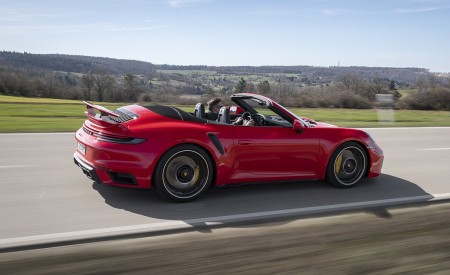 2021 Porsche 911 Turbo S Cabrio (Color: Guards Red) Rear Three-Quarter Wallpapers 450x275 (16)