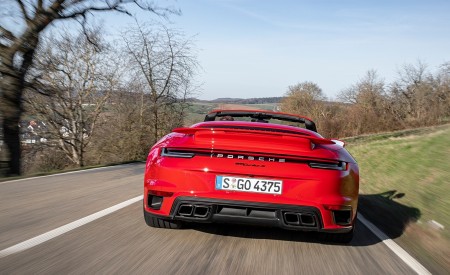 2021 Porsche 911 Turbo S Cabrio (Color: Guards Red) Rear Wallpapers 450x275 (8)