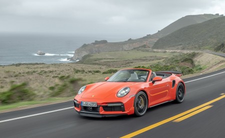 2021 Porsche 911 Turbo S Cabrio (Color: Lava Orange) Front Three-Quarter Wallpapers 450x275 (89)