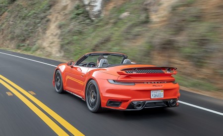 2021 Porsche 911 Turbo S Cabrio (Color: Lava Orange) Rear Three-Quarter Wallpapers 450x275 (94)
