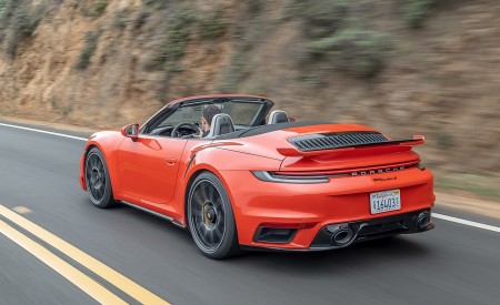 2021 Porsche 911 Turbo S Cabrio (Color: Lava Orange) Rear Three-Quarter Wallpapers 450x275 (97)