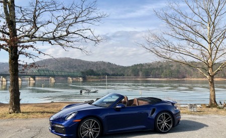 2021 Porsche 911 Turbo S Cabriolet (Color: Gentian Blue Metallic) Front Three-Quarter Wallpapers 450x275 (77)