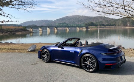 2021 Porsche 911 Turbo S Cabriolet (Color: Gentian Blue Metallic) Rear Three-Quarter Wallpapers 450x275 (79)