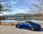 2021 Porsche 911 Turbo S Cabriolet (Color: Gentian Blue Metallic) Rear Three-Quarter Wallpapers 150x120