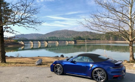 2021 Porsche 911 Turbo S Cabriolet (Color: Gentian Blue Metallic) Rear Three-Quarter Wallpapers 450x275 (76)