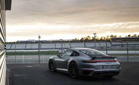 2021 Porsche 911 Turbo S Coupe (Color: GT Silver Metallic) Rear Three-Quarter Wallpapers 450x275 (124)