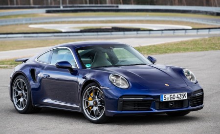 2021 Porsche 911 Turbo S Coupe (Color: Gentian Blue Metallic) Front Three-Quarter Wallpapers 450x275 (181)
