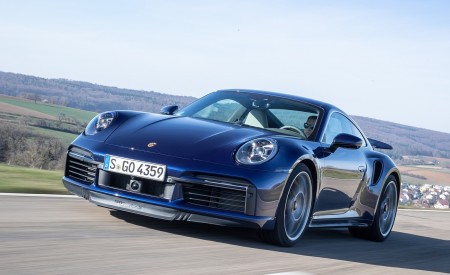 2021 Porsche 911 Turbo S Coupe (Color: Gentian Blue Metallic) Front Three-Quarter Wallpapers 450x275 (153)