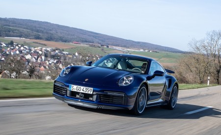2021 Porsche 911 Turbo S Coupe (Color: Gentian Blue Metallic) Front Three-Quarter Wallpapers 450x275 (155)