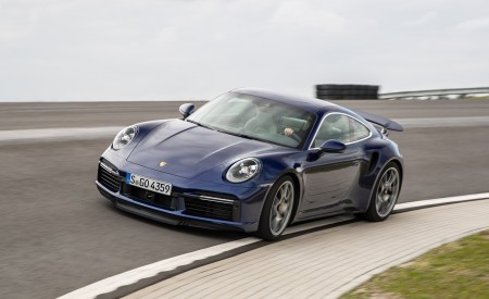 2021 Porsche 911 Turbo S Coupe (Color: Gentian Blue Metallic) Front Three-Quarter Wallpapers 450x275 (158)