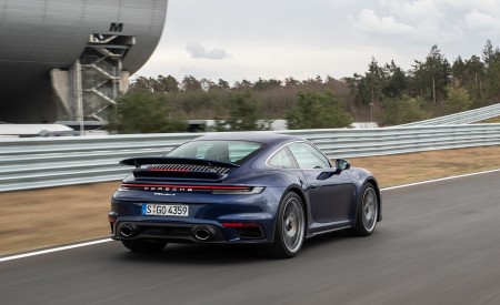 2021 Porsche 911 Turbo S Coupe (Color: Gentian Blue Metallic) Rear Three-Quarter Wallpapers 450x275 (176)