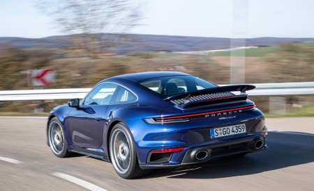 2021 Porsche 911 Turbo S Coupe (Color: Gentian Blue Metallic) Rear Wallpapers 450x275 (164)