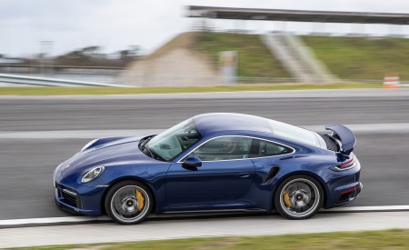 2021 Porsche 911 Turbo S Coupe (Color: Gentian Blue Metallic) Side Wallpapers 450x275 (179)