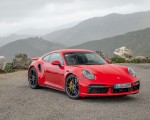 2021 Porsche 911 Turbo S Coupe (Color: Guards Red) Front Three-Quarter Wallpapers 150x120