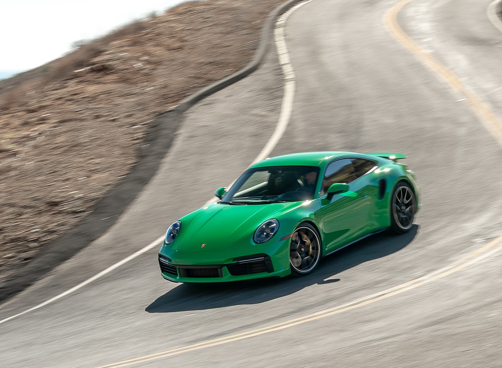 2021 Porsche 911 Turbo S Coupe (Color: Python Green) Front Three-Quarter Wallpapers (1)