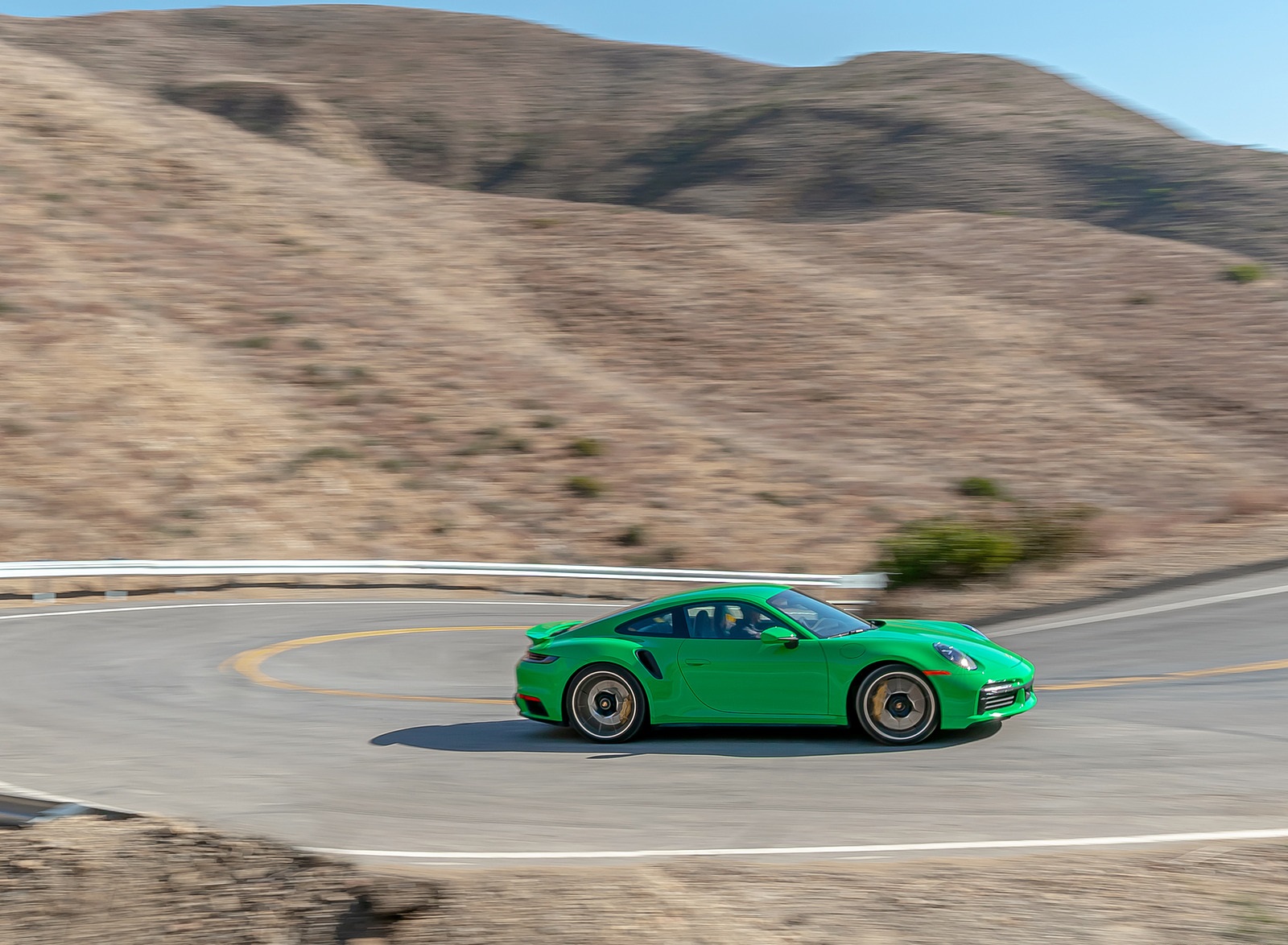 2021 Porsche 911 Turbo S Coupe (Color: Python Green) Side Wallpapers (6)