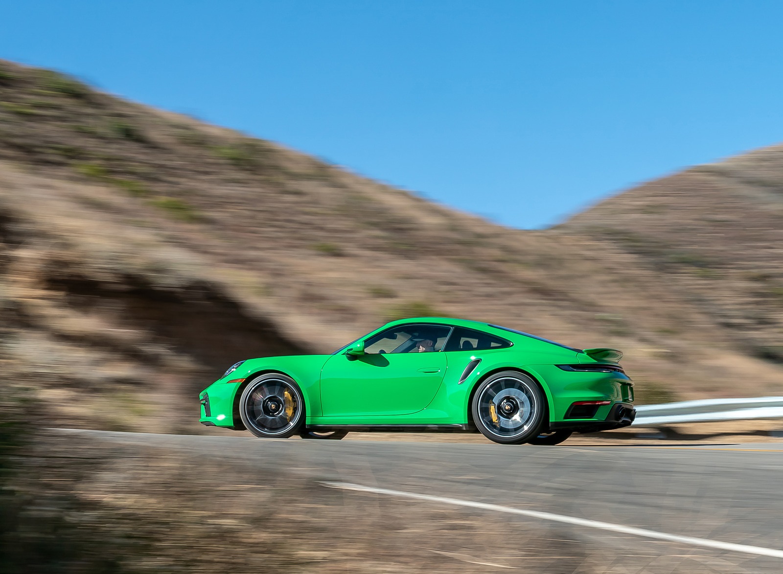 2021 Porsche 911 Turbo S Coupe (Color: Python Green) Side Wallpapers (7)