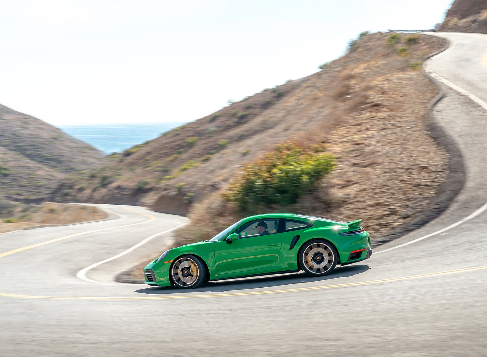 2021 Porsche 911 Turbo S Coupe (Color: Python Green) Side Wallpapers (3)