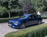 2021 Mercedes-AMG E 63 S Estate 4MATIC+ (Color: Designo Magno Brilliant Blue) Front Three-Quarter Wallpapers 150x120