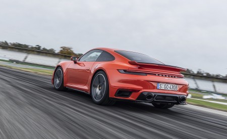 2021 Porsche 911 Turbo (Color: Lava Orange) Rear Three-Quarter Wallpapers 450x275 (84)