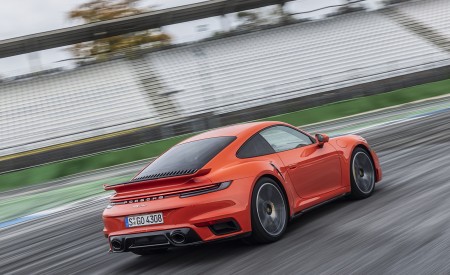 2021 Porsche 911 Turbo (Color: Lava Orange) Rear Three-Quarter Wallpapers 450x275 (77)