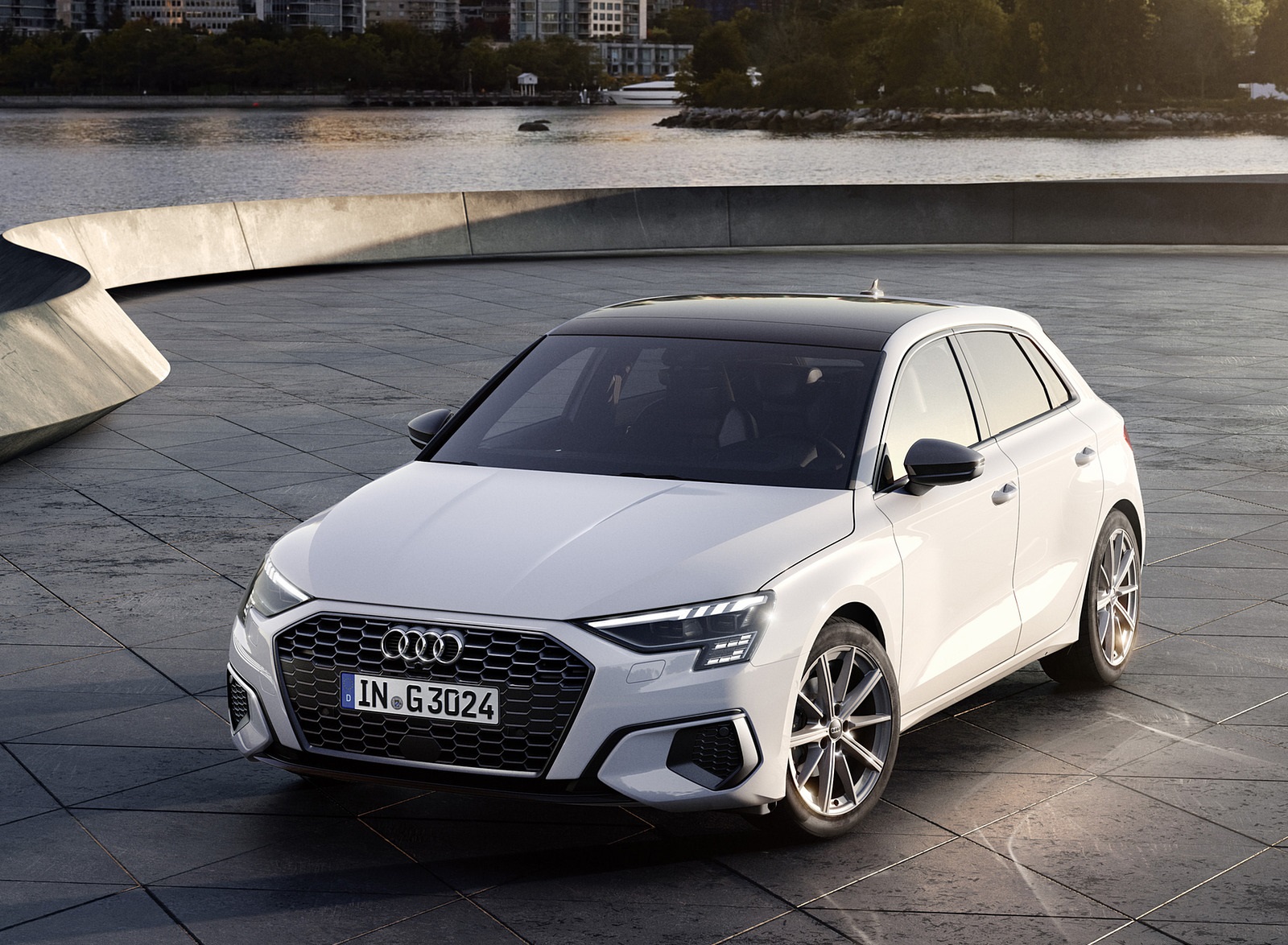 2021 Audi A3 Sportback 30 g-tron (Color: Glacier White) Front Three-Quarter Wallpapers  #4 of 27