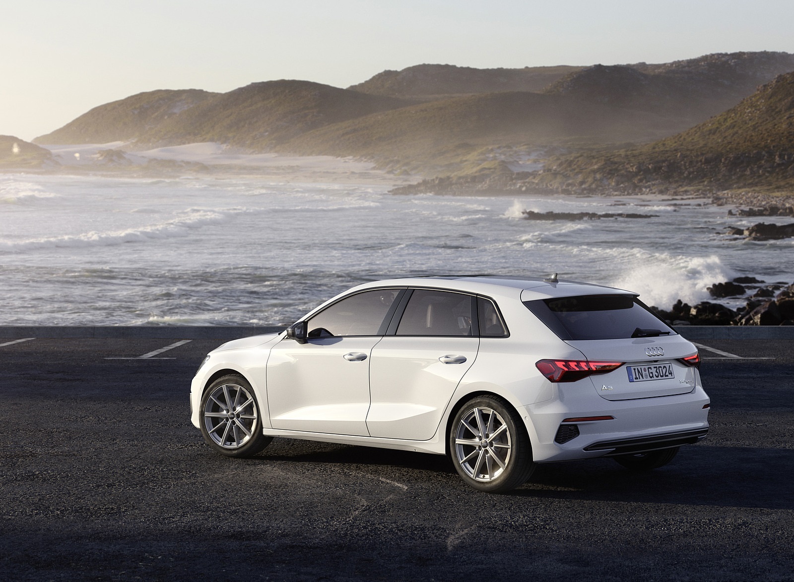 2021 Audi A3 Sportback 30 g-tron (Color: Glacier White) Rear Three-Quarter Wallpapers (11)