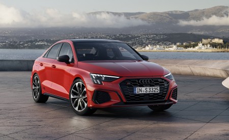 2021 Audi S3 Sedan (Color: Tango Red) Front Three-Quarter Wallpapers 450x275 (6)