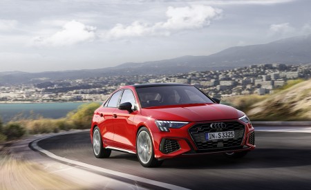2021 Audi S3 Sedan (Color: Tango Red) Front Three-Quarter Wallpapers 450x275 (2)
